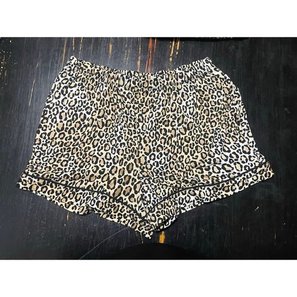 Women's Joyspun Leopard Print Pajama Set S Beige Black - Picture 4 of 6